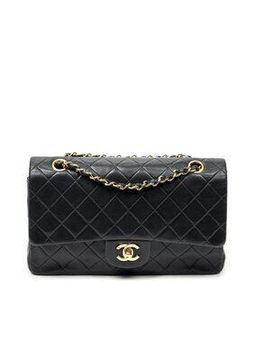 Chanel Quilted Double Flap Bag Black Lambskin Leather